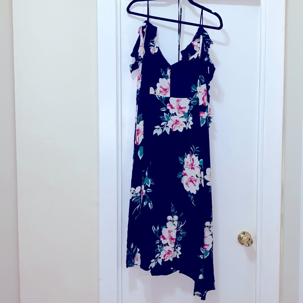 Open sleeve wrap around floral dress